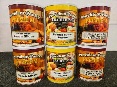 (6) Various Cans of Dried Food Storage