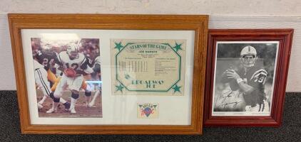 (1) Framed Signed Cooy Of Peyton Manning And (1) Unable Authenticate Joe Namath &ldquo;Broadway Joe&rdquo; Memorabilia