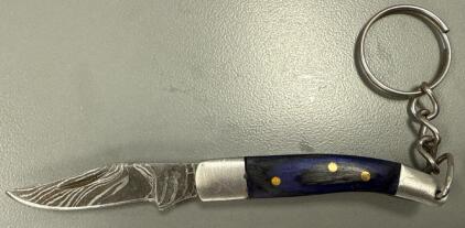 Handmade Damascus Steel Pocket Knife/ Keychain