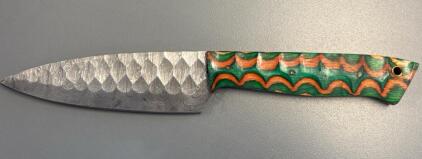 10&rdquo; Handmade Or Artisan Chefs/Hunting Knife W/ Green and Orange Handle