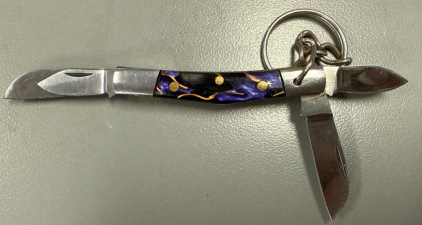 Handmade Two-Bladed Folding Pocket Knife/Keychain