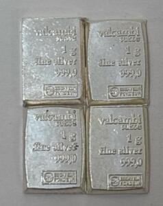 (4) Valcambi Suisse 1G .999 Fine Silver Bars
