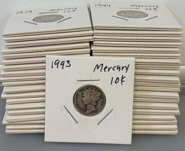 (40) Mercury Dimes Minted From 1916-1945