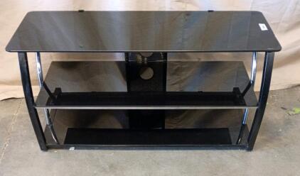 Black Metal Tempered Glass TV Stand. 20"x44"x20"