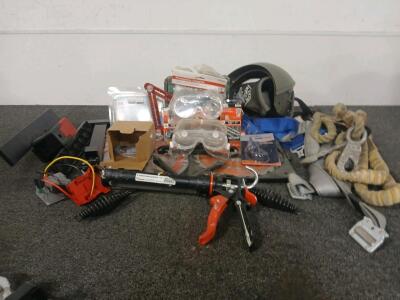 Tools Including (2) Saw Blades, Fall Restraint Harness, DC To DC Converter.