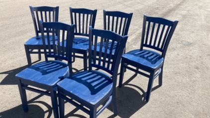 (6)Blue kitchen chairs