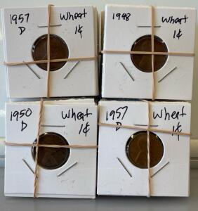 (100) Wheat Cent Pennies 1940s-1950s