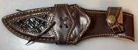 Damascus Steel Hunting Knife: Custom Wood Handle, Leather Sheath - 3
