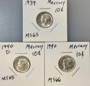 Mercury Winged Liberty Head Dime U.S. Mint 1939-1940