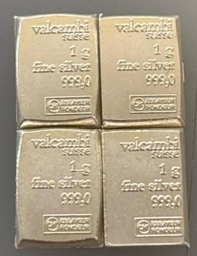 (4) Valcambi Suisse 1G 999.0 Fine Silver Bars