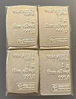 (4) Valcambi Suisse 1G 999.0 Fine Silver Bars