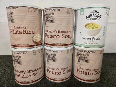 (6) Various Cans of Dried Food Storage