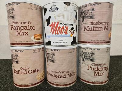 (6) Various Cans of Dried Food Storage