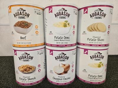 (6) Various Cans of Dried Food Storage