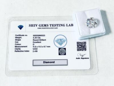 5.20 Carat Diamond With Gems Identification Card