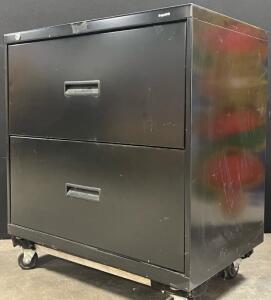 Black Metal 2-Drawer File Cabinet
