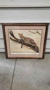 Framed Charles Frace Leopard Art Print, Limited Edition 605/1500, Signed
