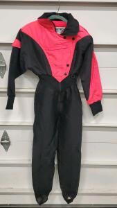 Nils One-Piece Ski Suit, Size 6, Black and Red