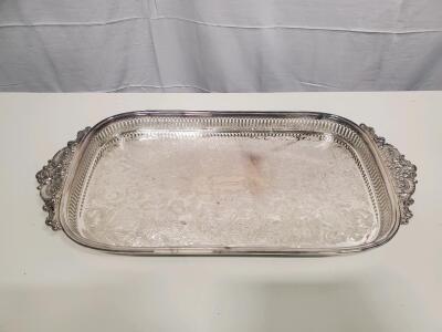 Wallace Silver-Plated Serving Tray Model 292, 24"x14", Engraved, USA