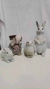 (4) Vintage Outdoor Rabbit Statues