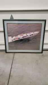 Framed Photograph of Speedboat D-81 with Dark Green Frame
