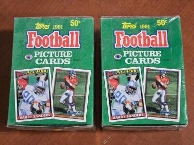 (2) FACTORY SEALED 1991 NFL Topps Picture Card Pack Boxes