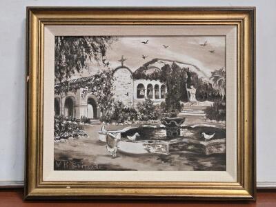 "Mission San Juan Capistrano" #14 Original Oil on Canvas Painting - 12&frac12;" x 10&frac12;"
