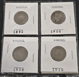 (4) 1890-1910 V-Nickels