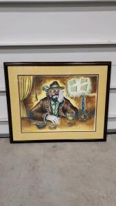 Framed Art Print by George Brionas, Approx. 24"x18", Brown Wooden Frame