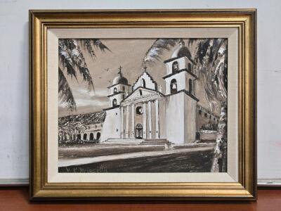 "Mission Santa Barbara" #16 Original Oil on Canvas Painting - 12&frac12;" x 10&frac12;"
