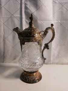 Fine Topazio 925 Sterling Silver & Crystal Handmade Floral Chased Ornate Pitcher