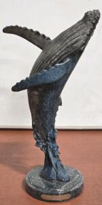 Humpback Whale "Gentle Giant" by J. Wyatt - Bronze & Marble Sculpture - 18"H
