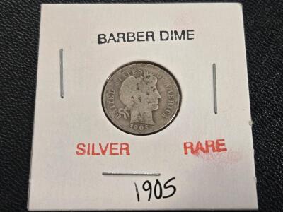 RARE 1905 Silver Barber Dime