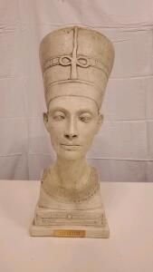 Nefertiti Bust Replica, White Plaster Sculpture, Intricate Details