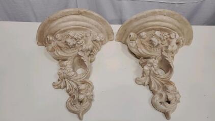 (2) Decorative Cherub Wall Pocket 16.5"