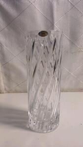 Vintage USSR Soviet Union Lead Crystal Swirl Twirl Twist Fluted Handblown Vase -9"
