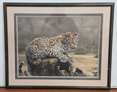 Vintage Limited-Edition Art Print "African Leopard Cub" by Charles Frac&eacute; - 26" x 32"