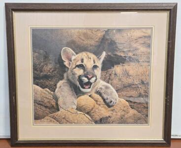 Vintage Limited-Edition Art Print "Cougar Cub" by Charles Frac&eacute; - 26" x 30"