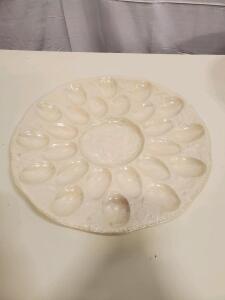 Ceramic Deviled Egg Platter, Iridescent Finish, 15 Slots