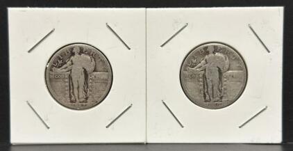 (2) Standing Liberty Quarters, 90% Silver, No Visible Mint Mark