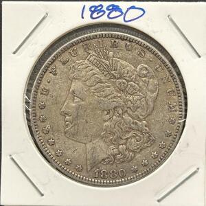 1880 O Morgan Silver Dollar Coin, 90% Silver, New Orleans Mint