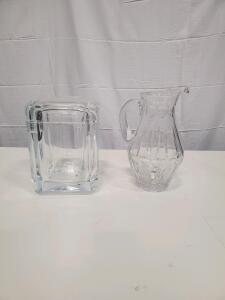 Elegant Clear Glass Pitcher and Vase/Ice Bucket Set