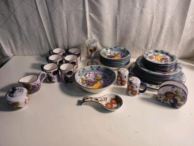 33pc Vintage Gibson "Bella Fruita" Hand-Painted Kitchenware Set