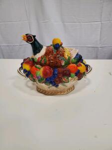 Fitz and Floyd Ceramic Tureen with Lid, Multicolor, Made in China