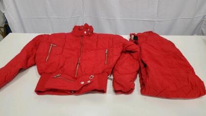 Bogner Red Ski Suit, Jacket and Pants Set, Metal Zippers