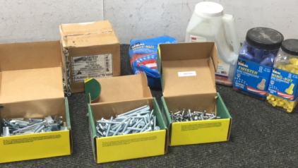 (4) Containers Of Wire Nuts (1) Box Of Galvanized Chain (3) boxes Various Fasteners