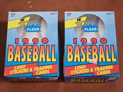 (2) Full Boxes of 1990 Fleer MLB Player Card Packs