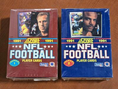 (2) FACTORY SEALED 1991 Score NFL Player Card Pack Boxes - Series 1 & 2