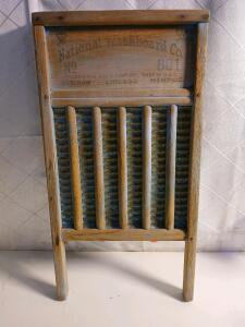 Vintage National Washboard Co. No 801 Brass Washboard -12.5"L x24"H x1"W