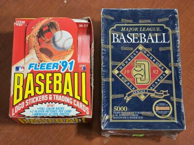 (1) FACTORY SEALED 1992 Donruss - Series I & (1) Opened 1991 Fleer MLB Player Card Pack Boxes